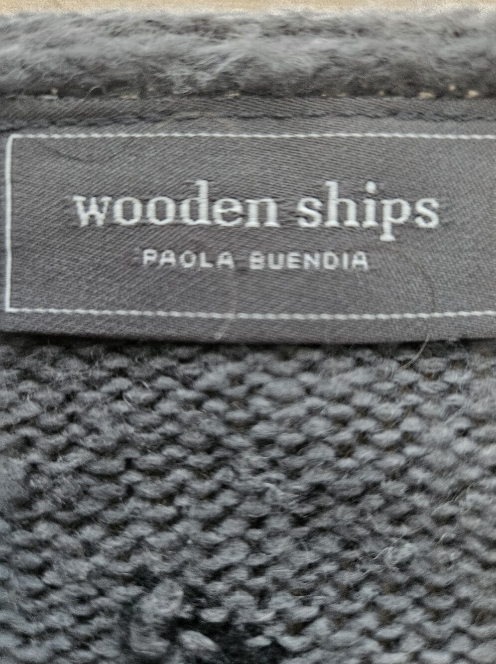 Wooden Ships Gray Black Lightning Bolt Mohair Blend V-neck Sweater XS/S - Picture 6 of 11